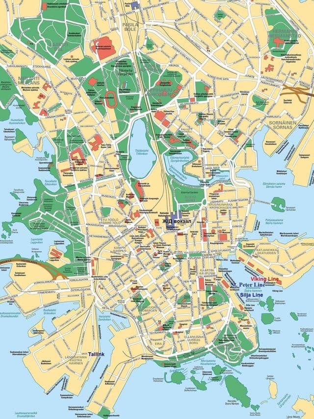 Mapa da cidade de Helsinki
