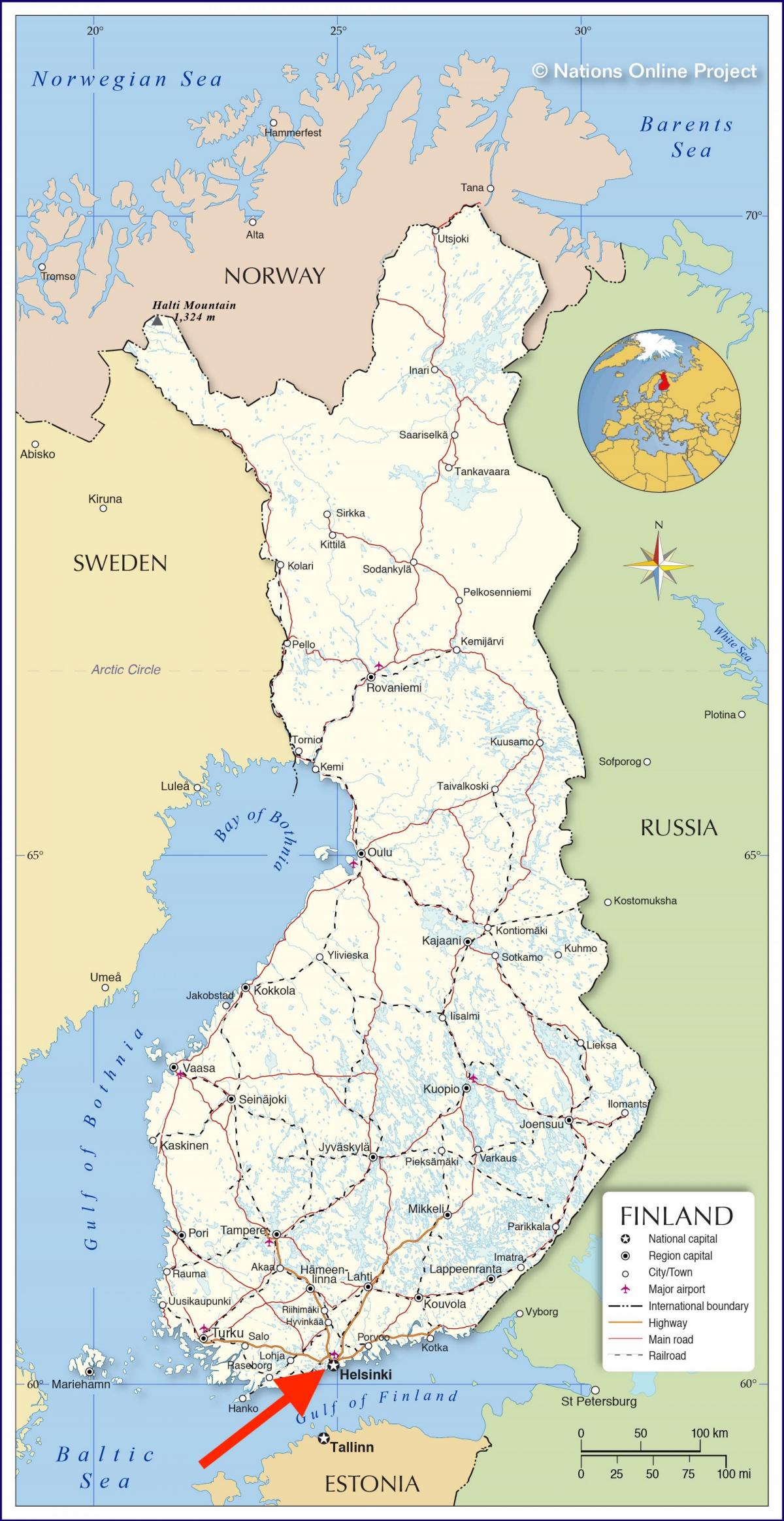 Helsinque em Uusimaa - Mapa da Finlândia
